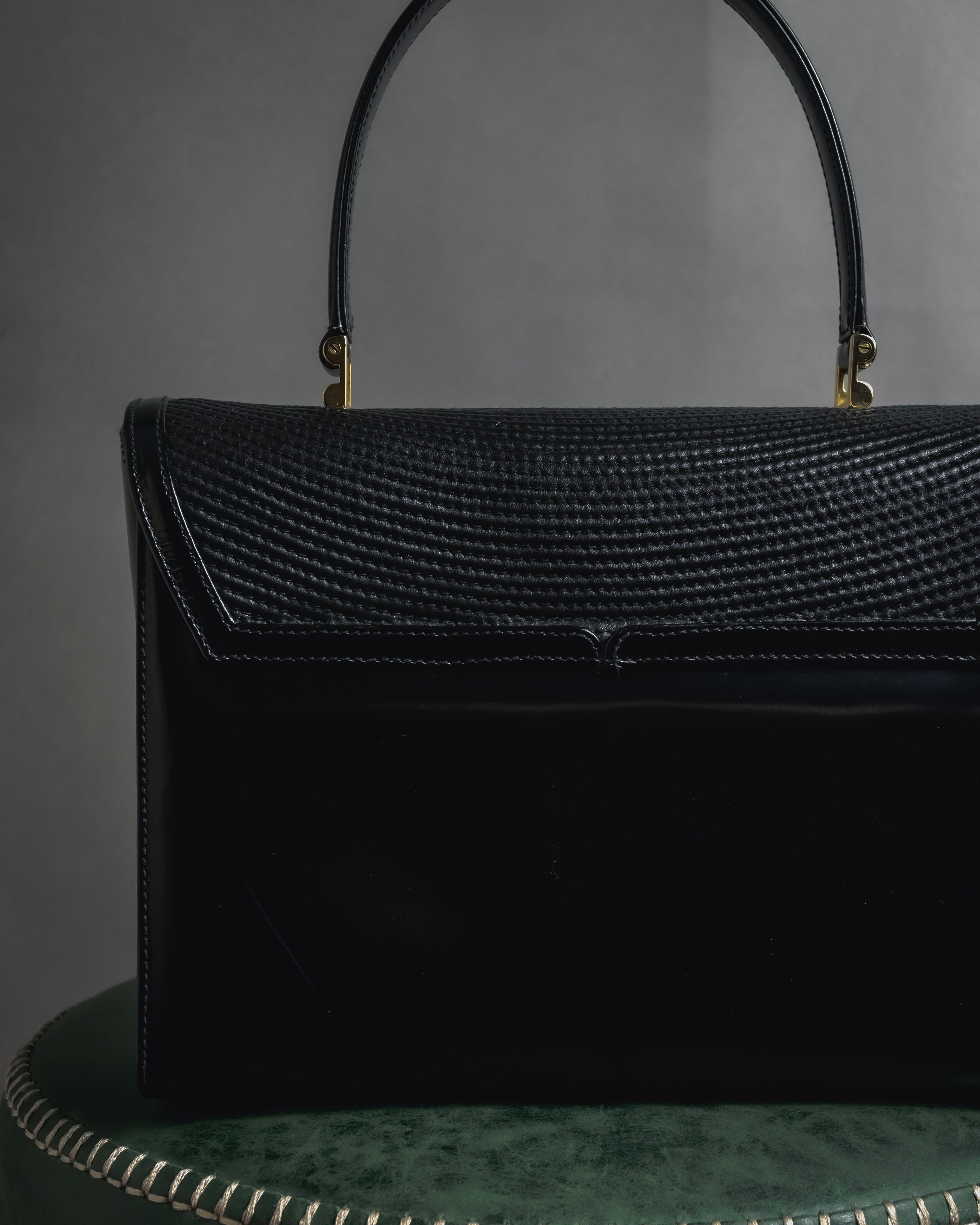 "Tiffany & Co." 80’s-90’s Structured ribbed leather top-handle bag