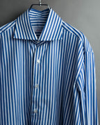 -MOOD MILLÉSIMES- 90’s-00’s vivid blue stripe wide-spread collar shirt