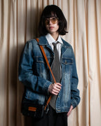 "GIORGIO ARMANI" Charcoal gray geometric pattern necktie