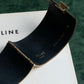 "CELINE" Large leather docking gold bracelet