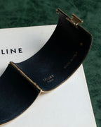 "CELINE" Large leather docking gold bracelet