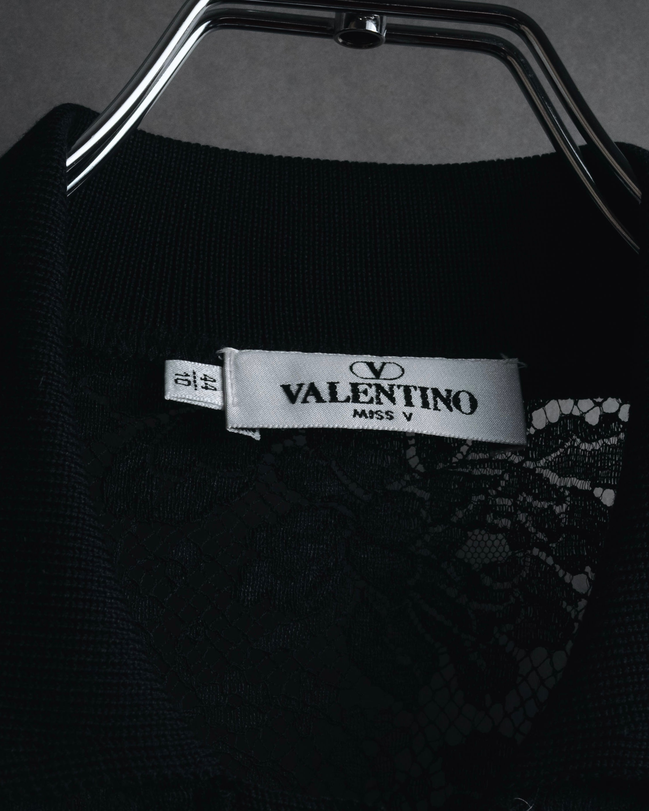 "VALENTINO MISS V" Late 80s botanical lace polo shirt