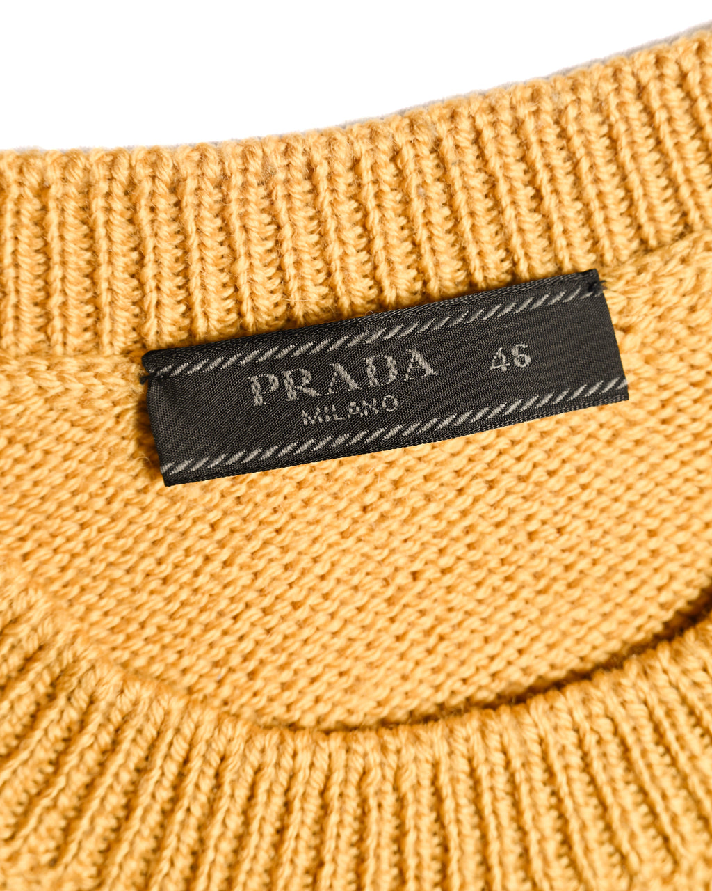 PRADA/ Classic Chunky Knit Crew Neck Sweater Mustard Yellow