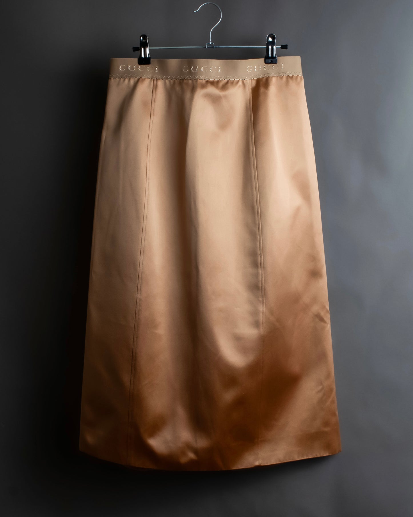 "GUCCI" 100% silk glossy cropped length skirt