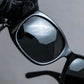 "CHANEL" Rhinestone & Coco mark engraved black lens sunglasses