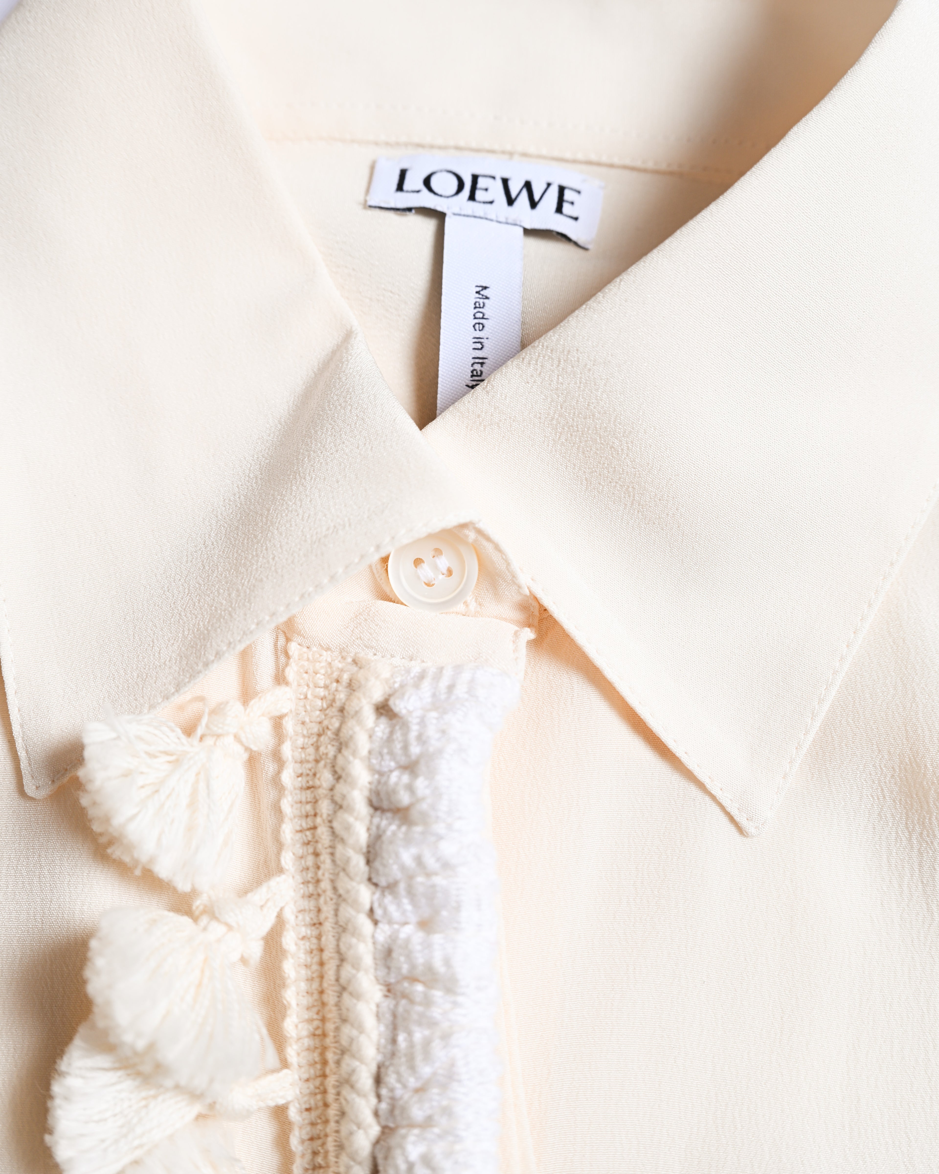 LOEWE by Jonathan Anderson/ Front Rope Trim Designed Dress Shirt Ivory