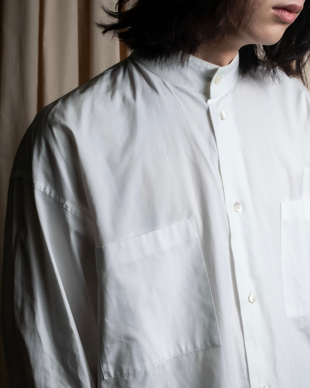 "JEAN PAUL GAULTIER" Cotton poplin stand-collar white shirt