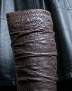 “Christian Dior” Brown Cannage leather long boots