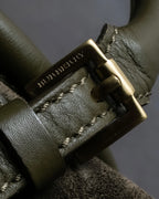 "BURBERRY" Olive green fringe design boston bag