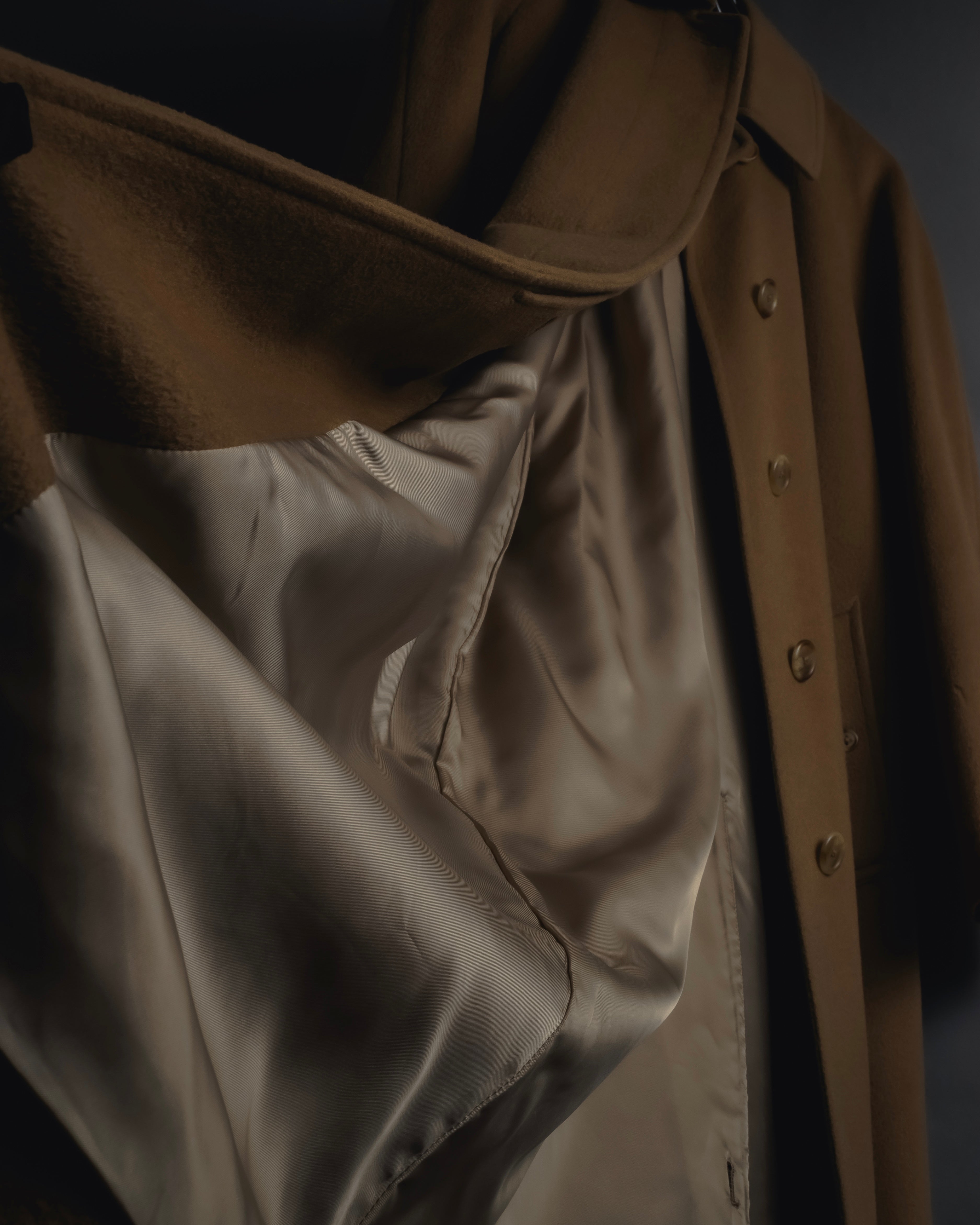 "BURBERRYS" 80’s-90’s Fly-front wool cashmere coat