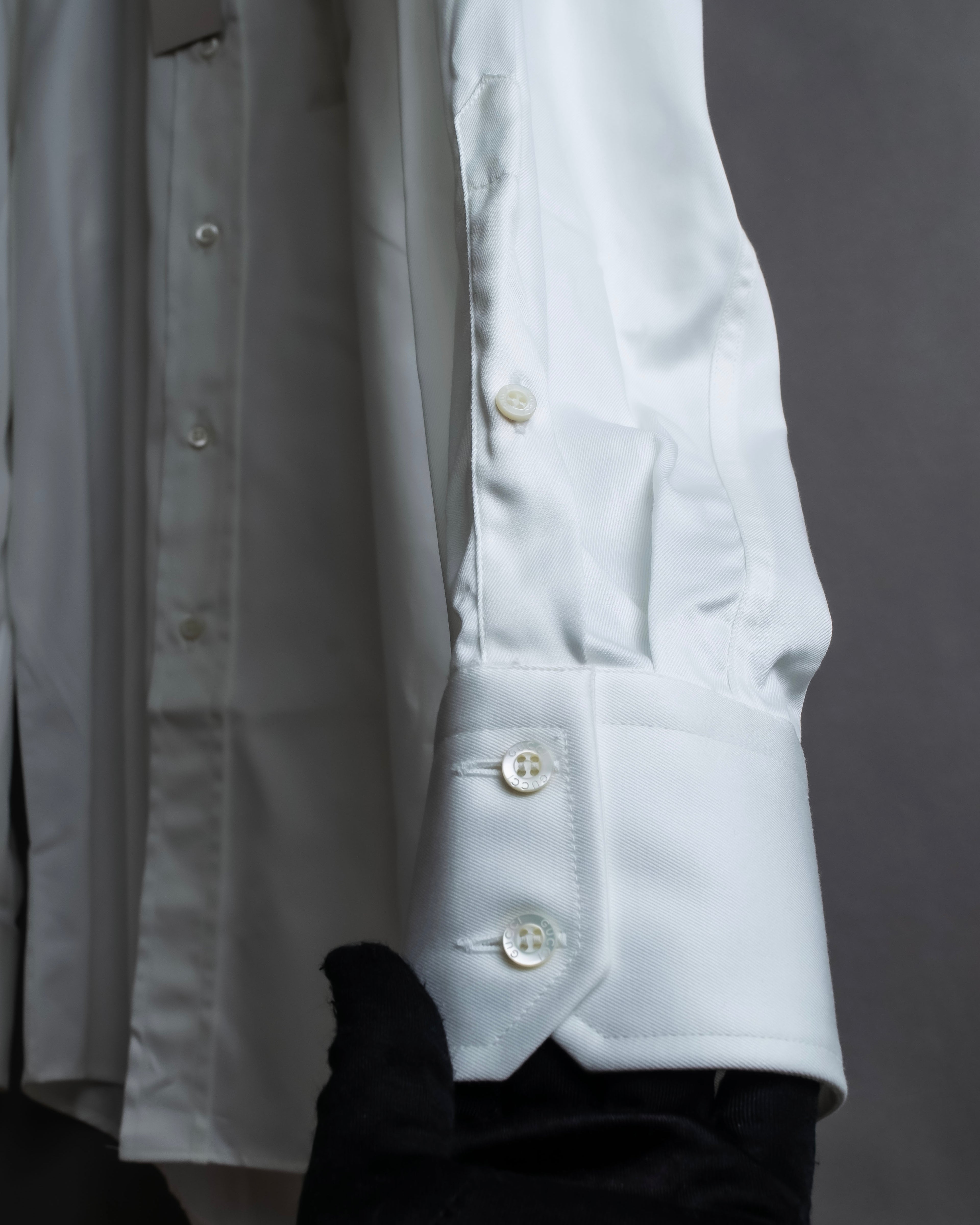 "GUCCI" Slightly glossy cotton white shirt