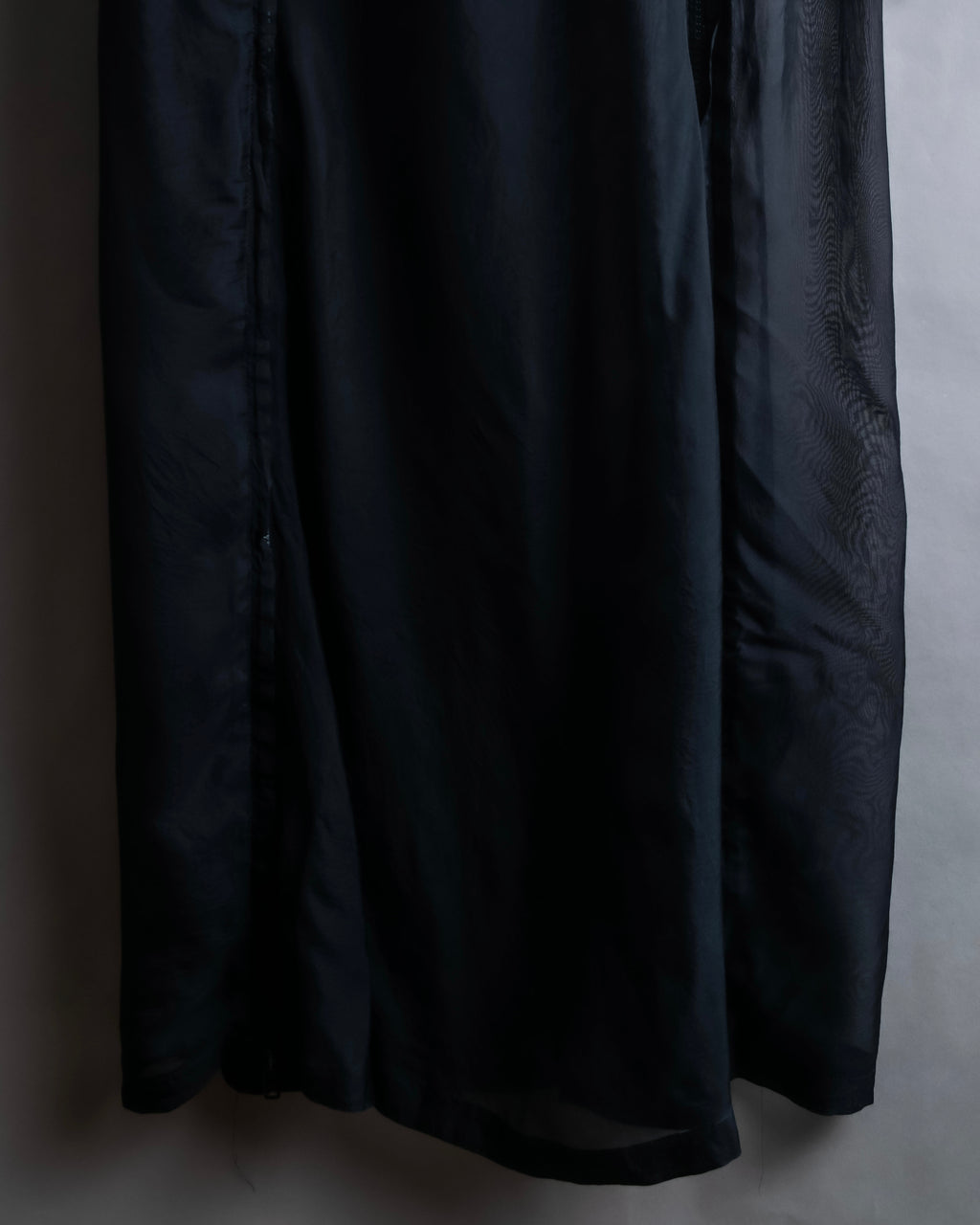 "YOHJI YAMAMOTO" 1996SS Double zipper design sheer rayon flare skirt