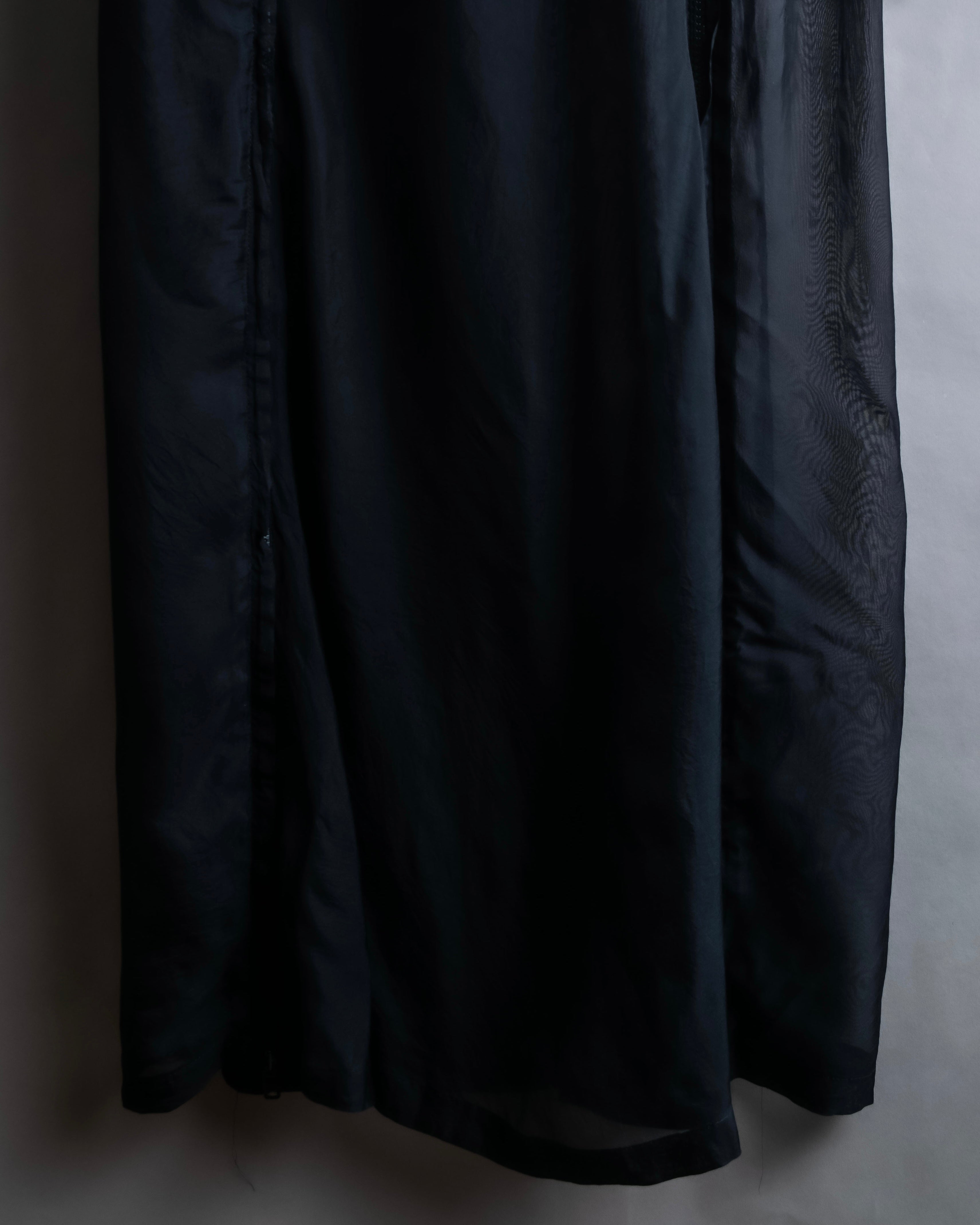 "YOHJI YAMAMOTO" 1996SS Double zipper design sheer rayon flare skirt