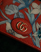 "GUCCI" Botanical pattern double G motif leather bifold wallet
