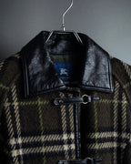 "BURBERRY" Leather switching design check tweed coat