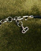 "Christian Dior" Ribbon charm leather cord choker necklace