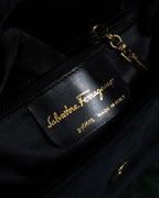 "Salvatore Ferragamo" Antique jewelry motif design velvet shoulder bag