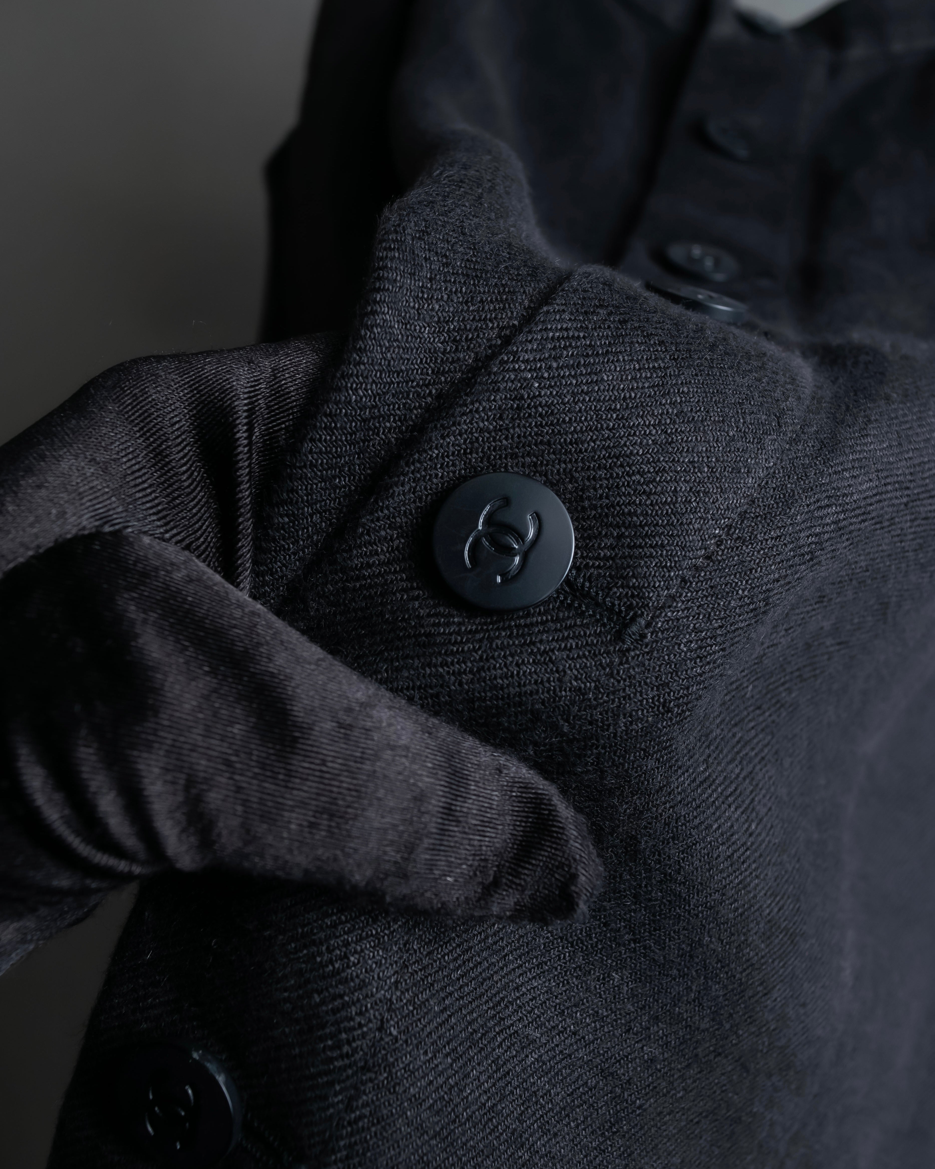 "CHANEL" Back button design flared maxi skirt