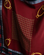 "GUCCI" Saddlery motif tartan silk scarf