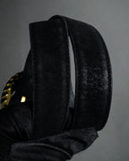 "Salvatore Ferragamo" Signature sculptural buckle suede leather belt