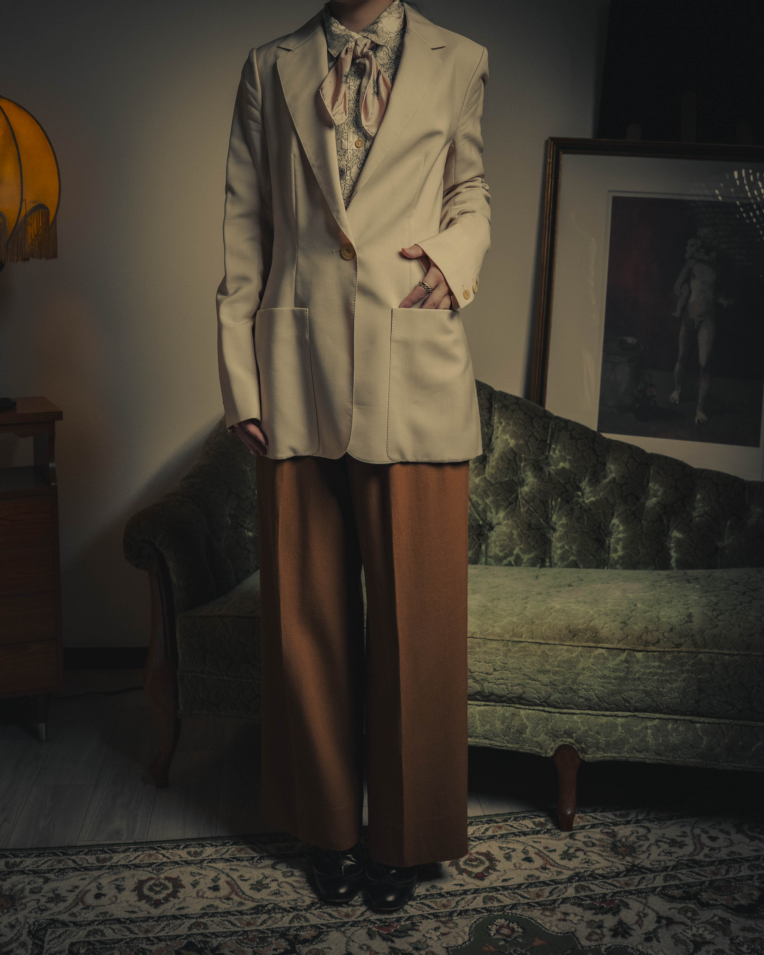 –SPECIAL– "Hermès" 90's-00's Lustrous mohair single-breasted blazer