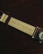 “EMPORIO ARMANI” Late 90’s-early 10’s Art deco rectangular leather strap watch