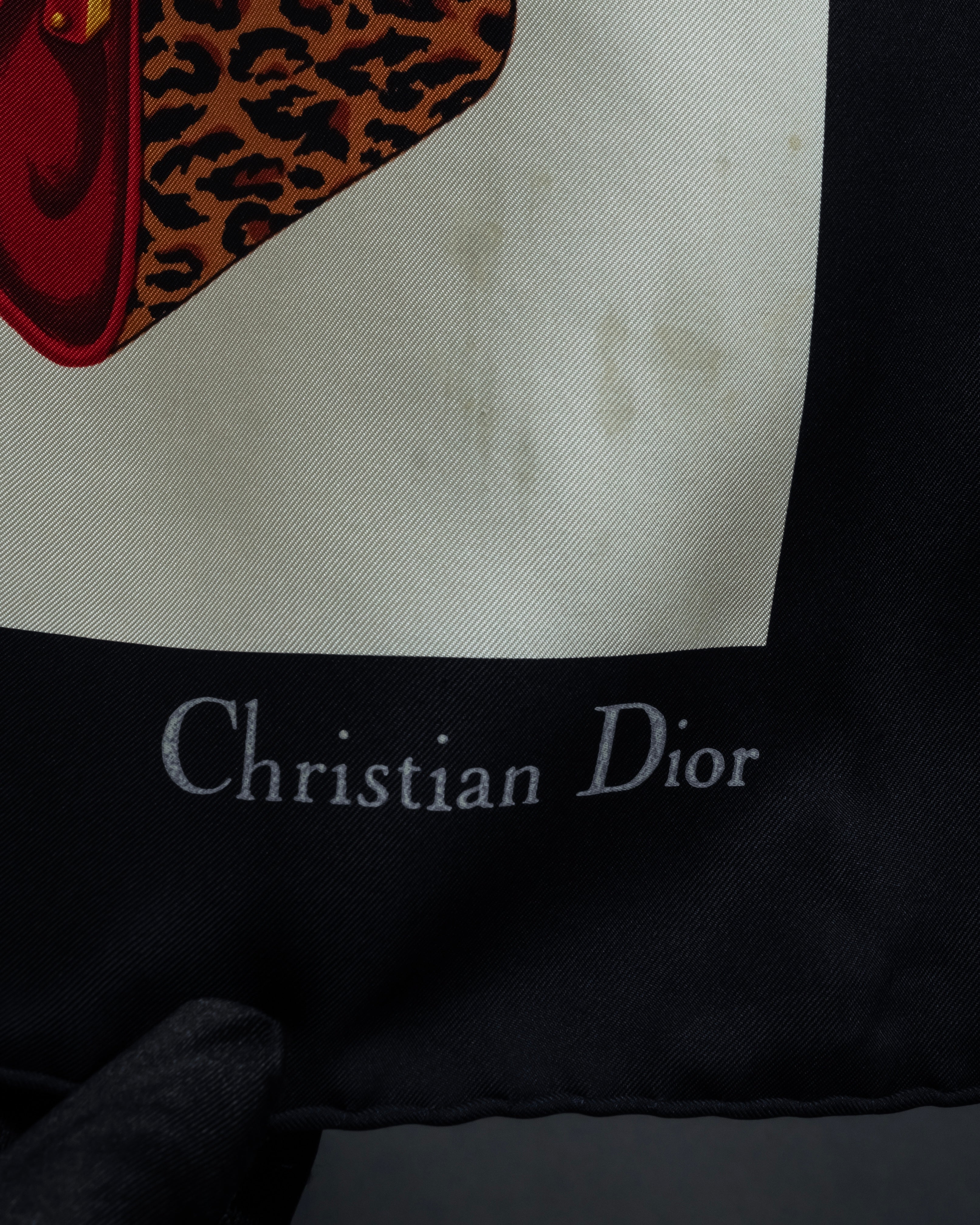 "Christian Dior" Parisian accessory motif silk scarf