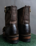 "COACH×FRYE" Brass buckle design shearling lined biker boots