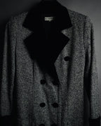 –SPECIAL– "CELINE" 70’s-80’s Classic tweed velvet-collar long coat