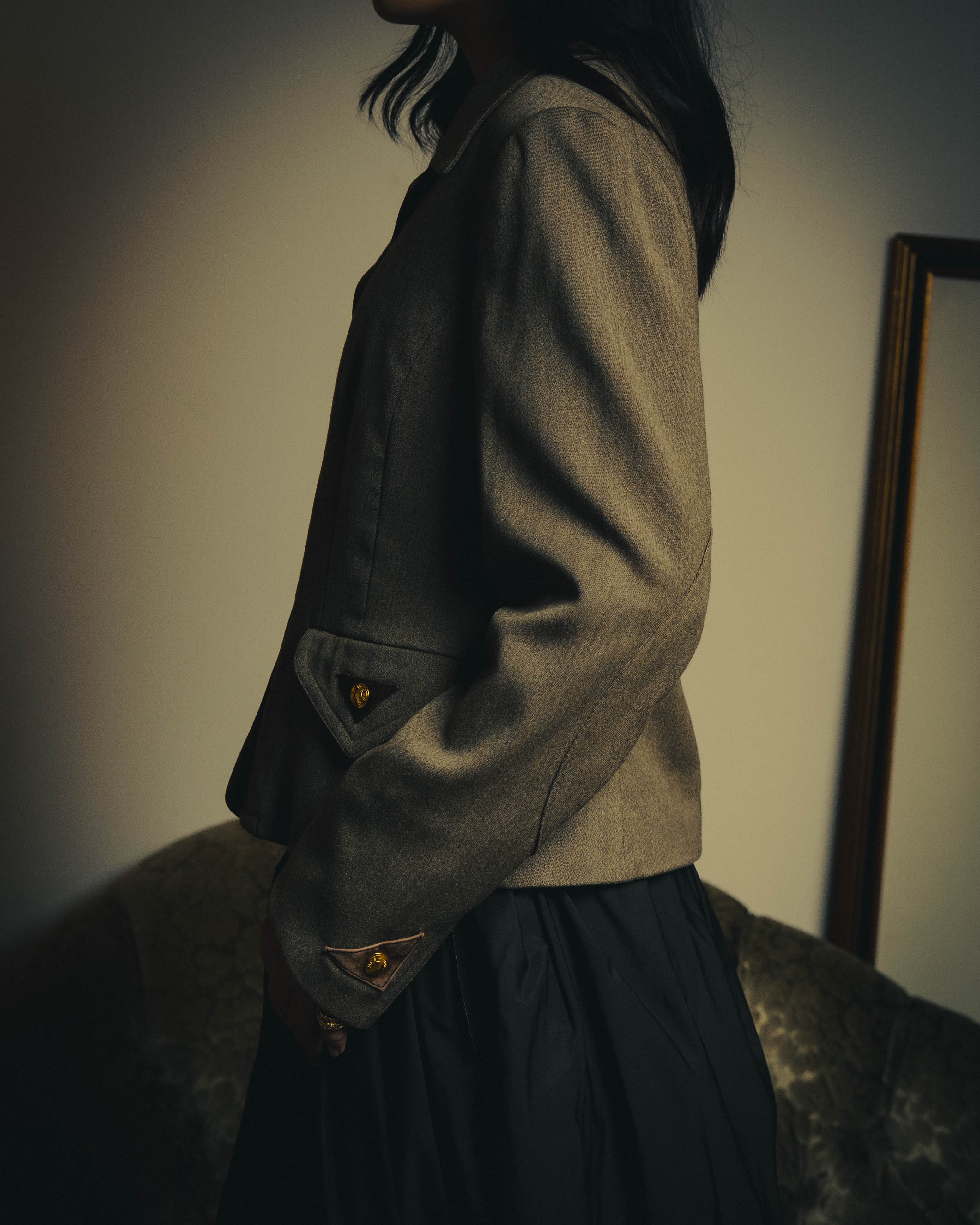 –SPECIAL– "Hermès" 70's-80's Equestrian wool tailored jacket