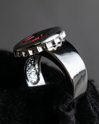 "Christian Dior" Logo lettering engraved silver ring
