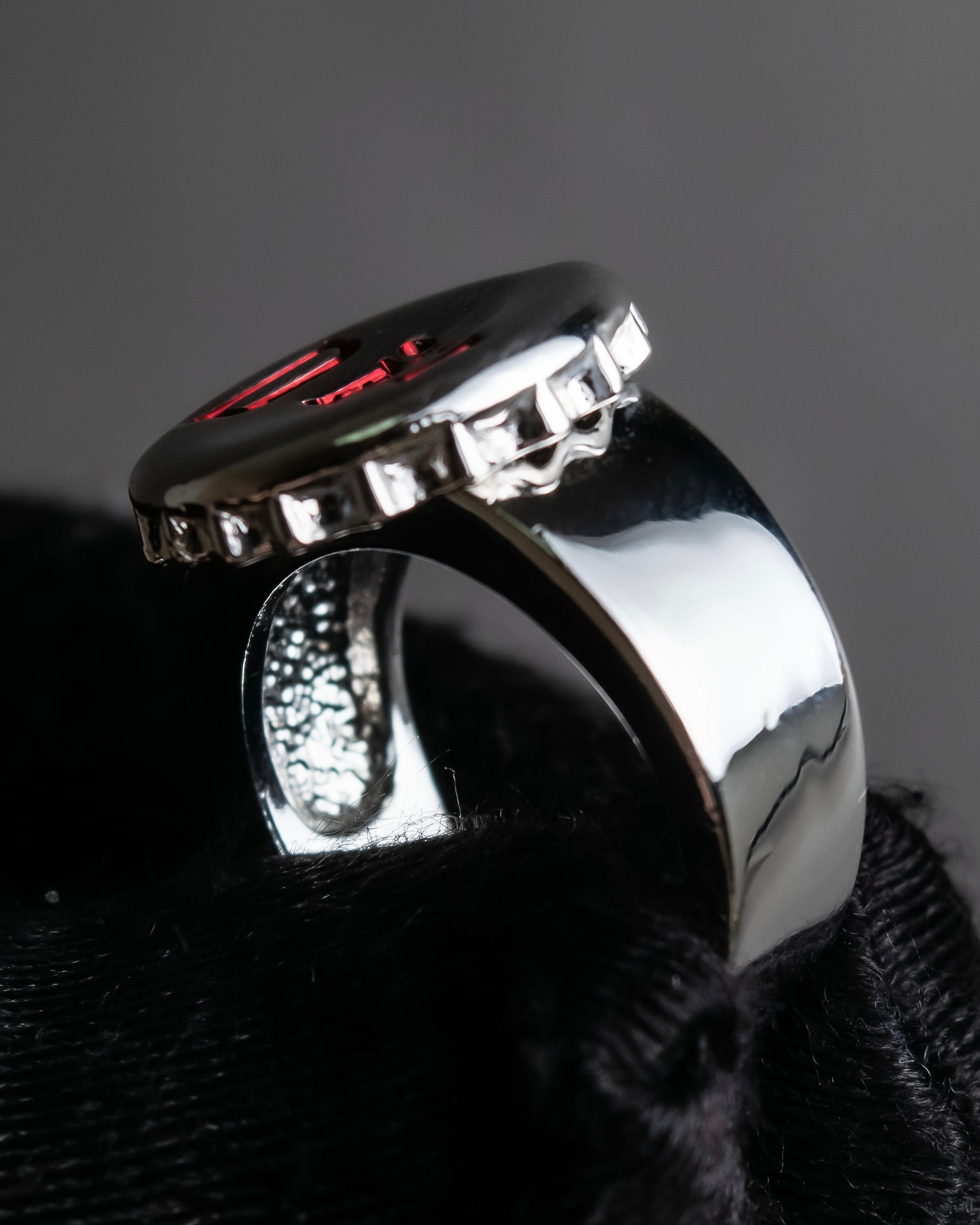 "Christian Dior" Logo lettering engraved silver ring