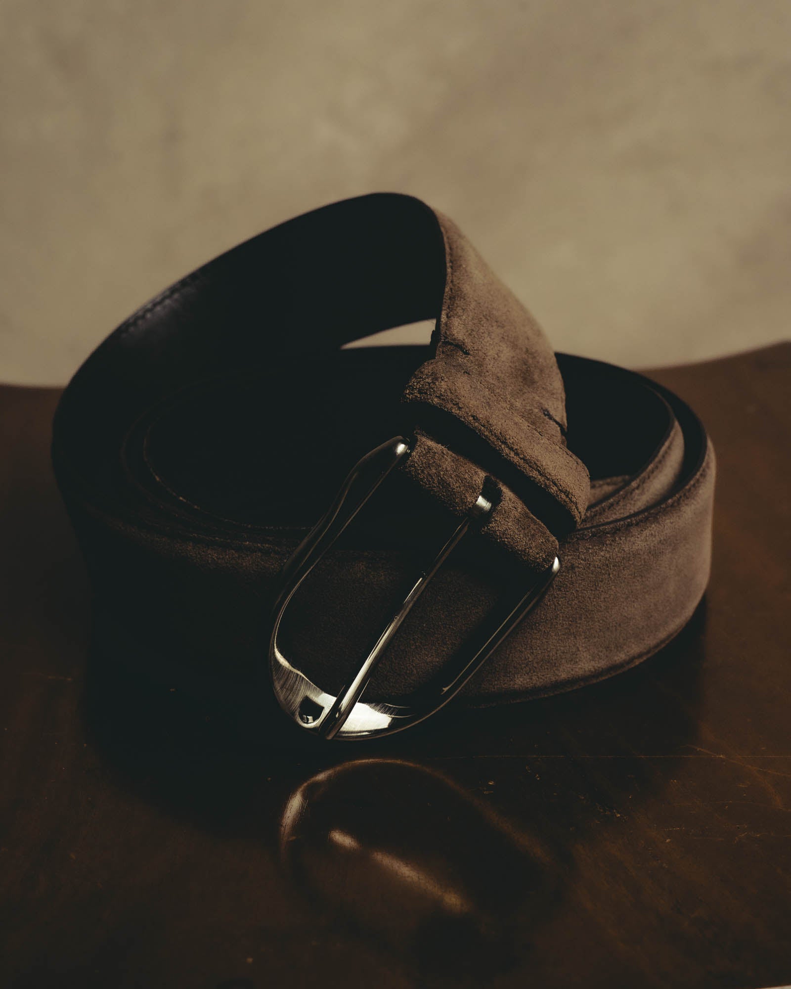 "Ermenegildo Zegna" 90's–00's brown suede leather belt