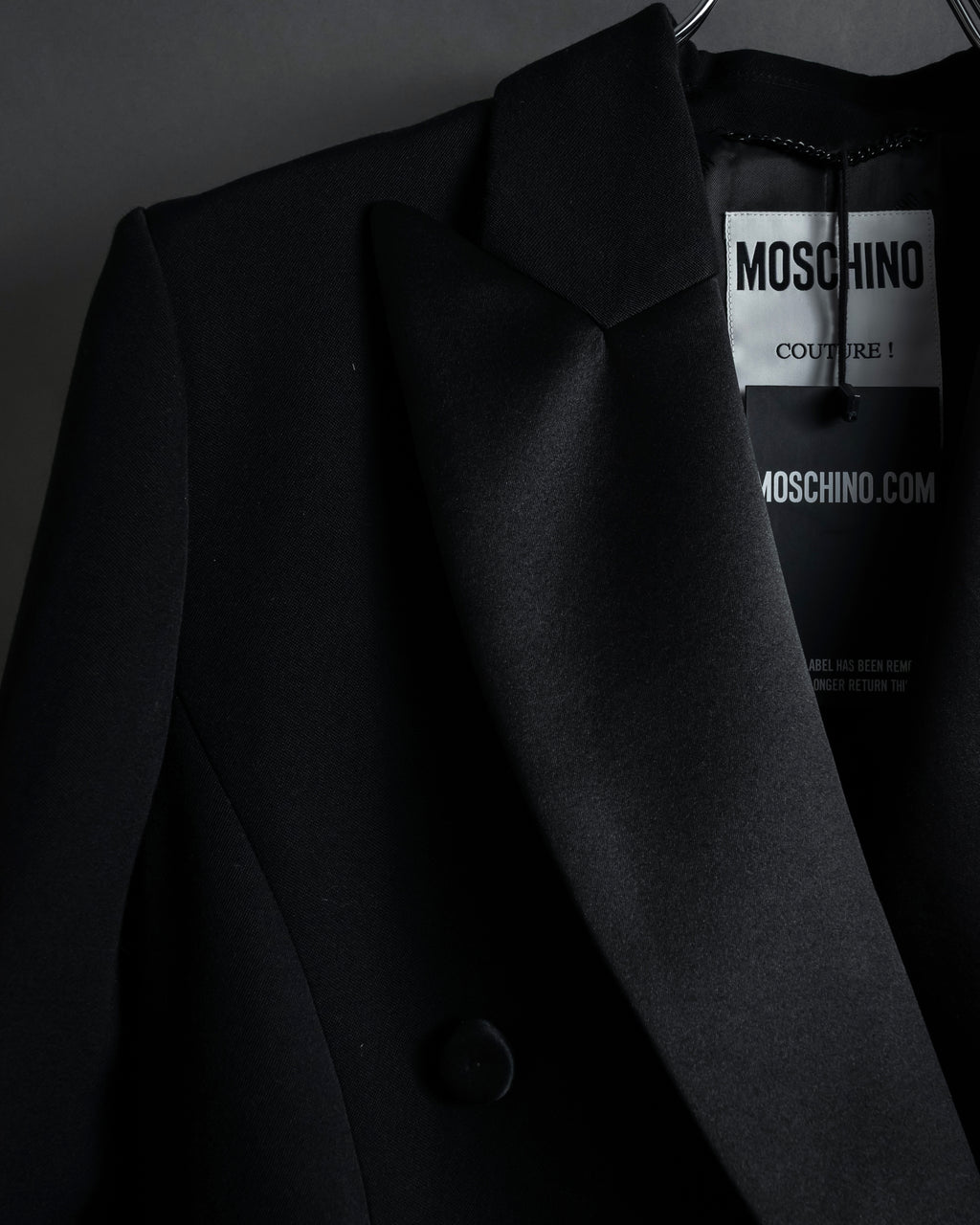 “MOSCHINO” Satin lapel double-breasted tuxedo jacket