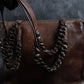 "PRADA" Brown leather chain shoulder bag