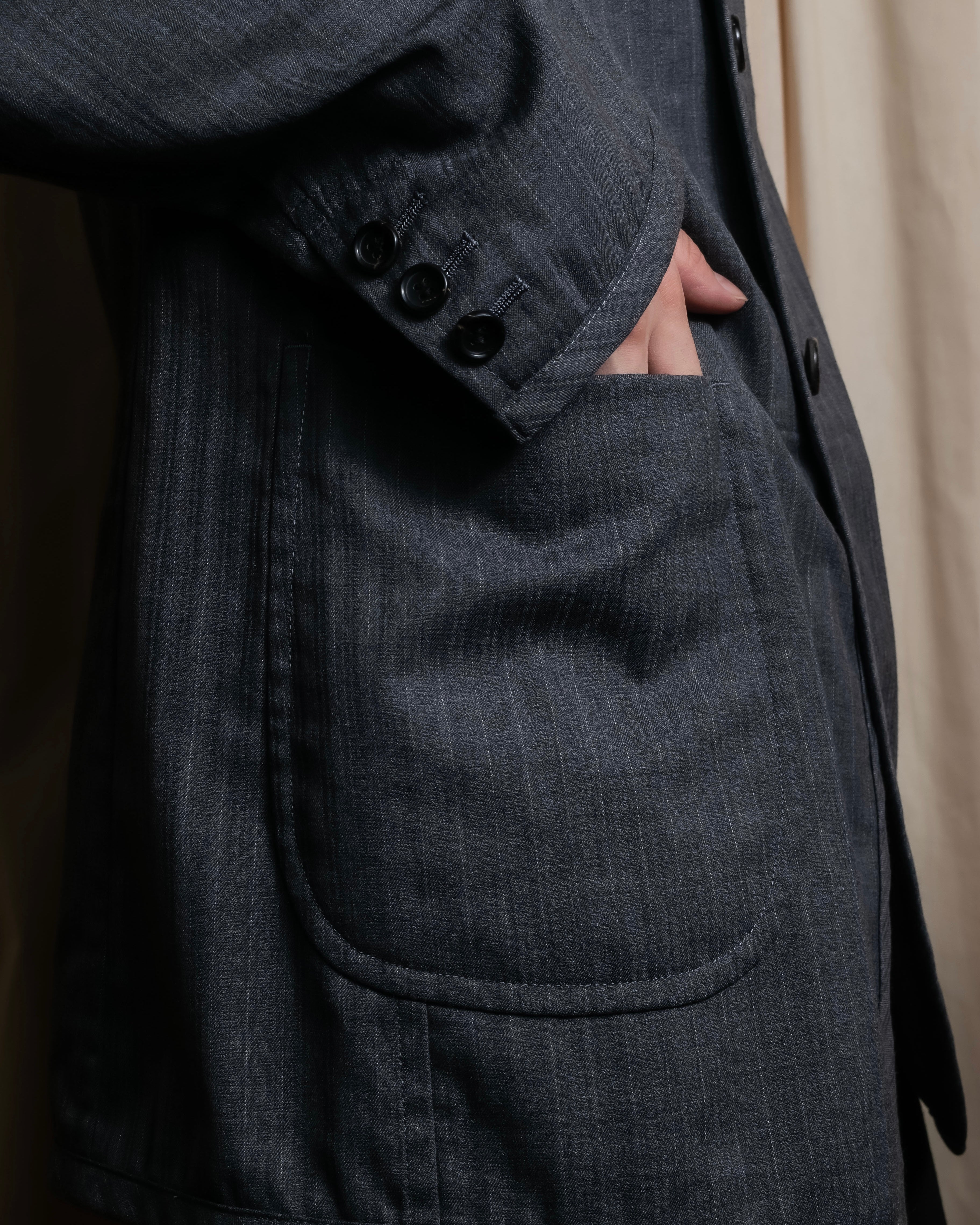 "COMME des GARCONS HOMME PLUS" 14SS modified lapel design striped jacket