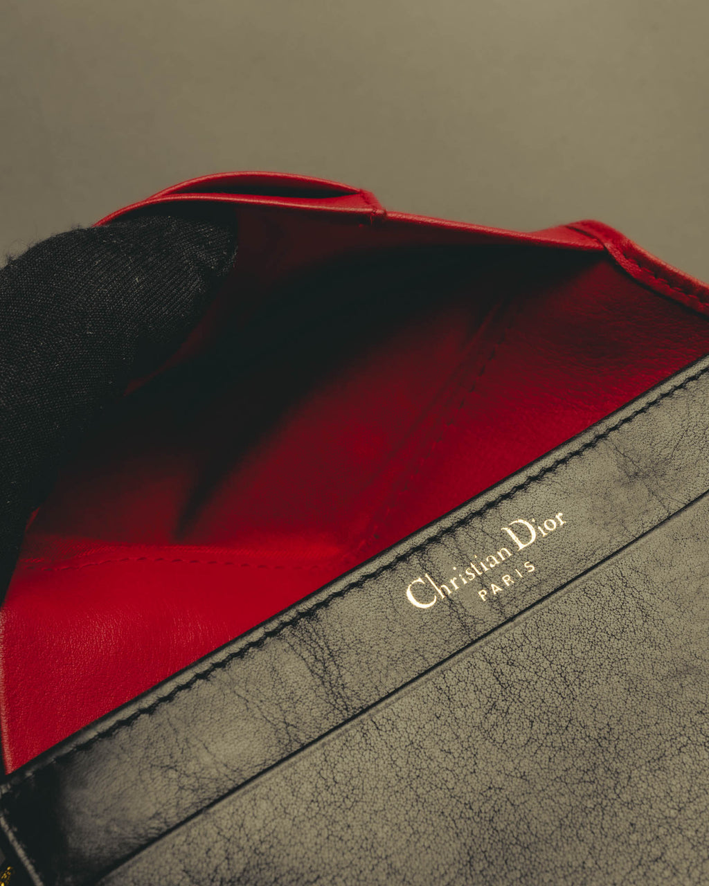 "Christian Dior" 80's-90's Black and red bifold wallet