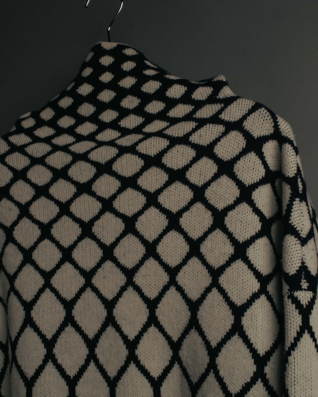 "VALENTINO" 20's Oversized diamond jacquard turtleneck knit sweater
