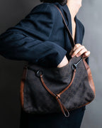 "GUCCI" GG canvas horsebit detail shoulder bag