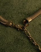 "Yves Saint Laurent" 80's-00's Gold tone textured pendant necklace