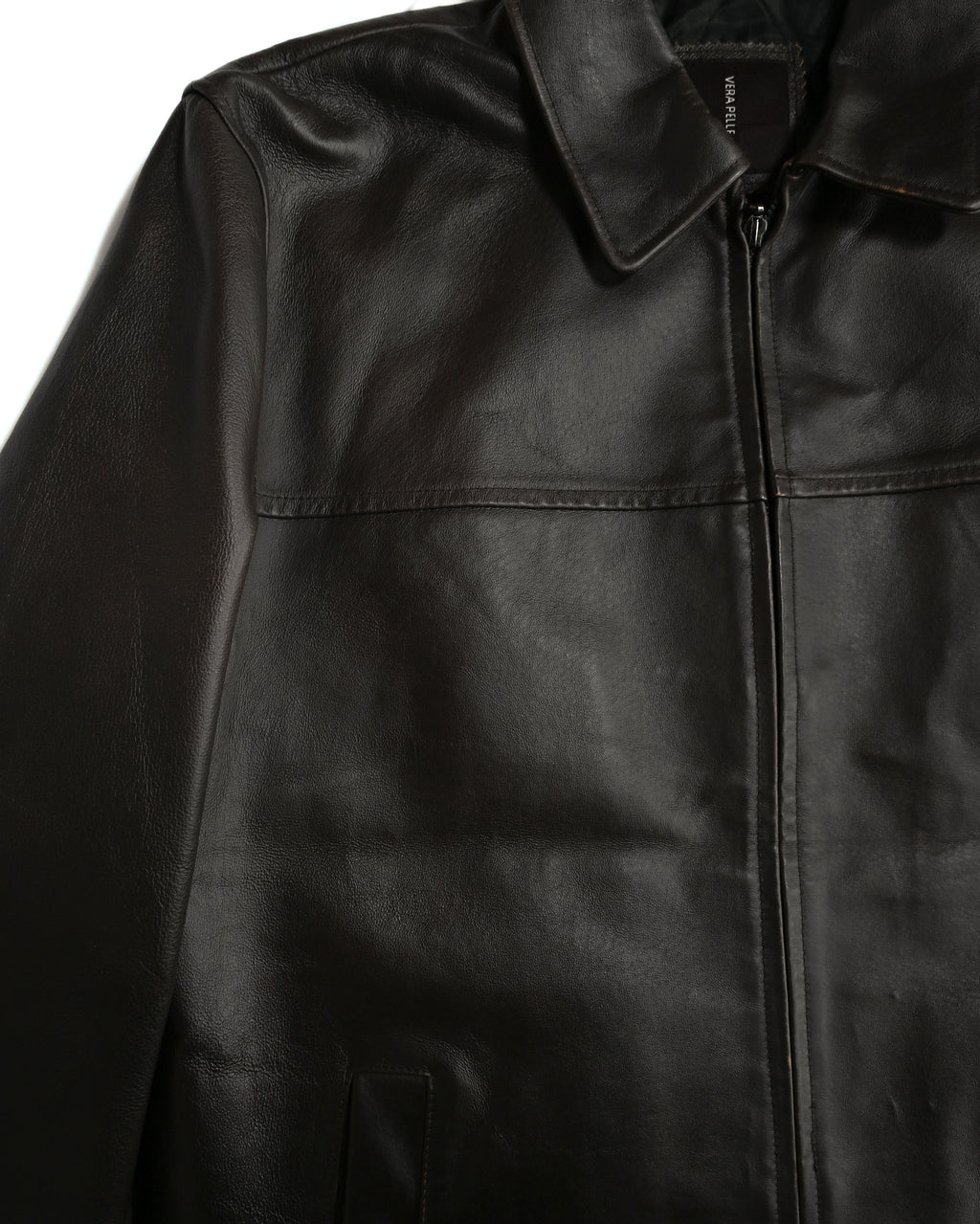 VINTAGE / Architectural Leather Jacket Dark Brown