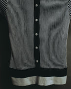 "Salvatore Ferragamo" 00's-10's Monochrome striped cotton knit polo