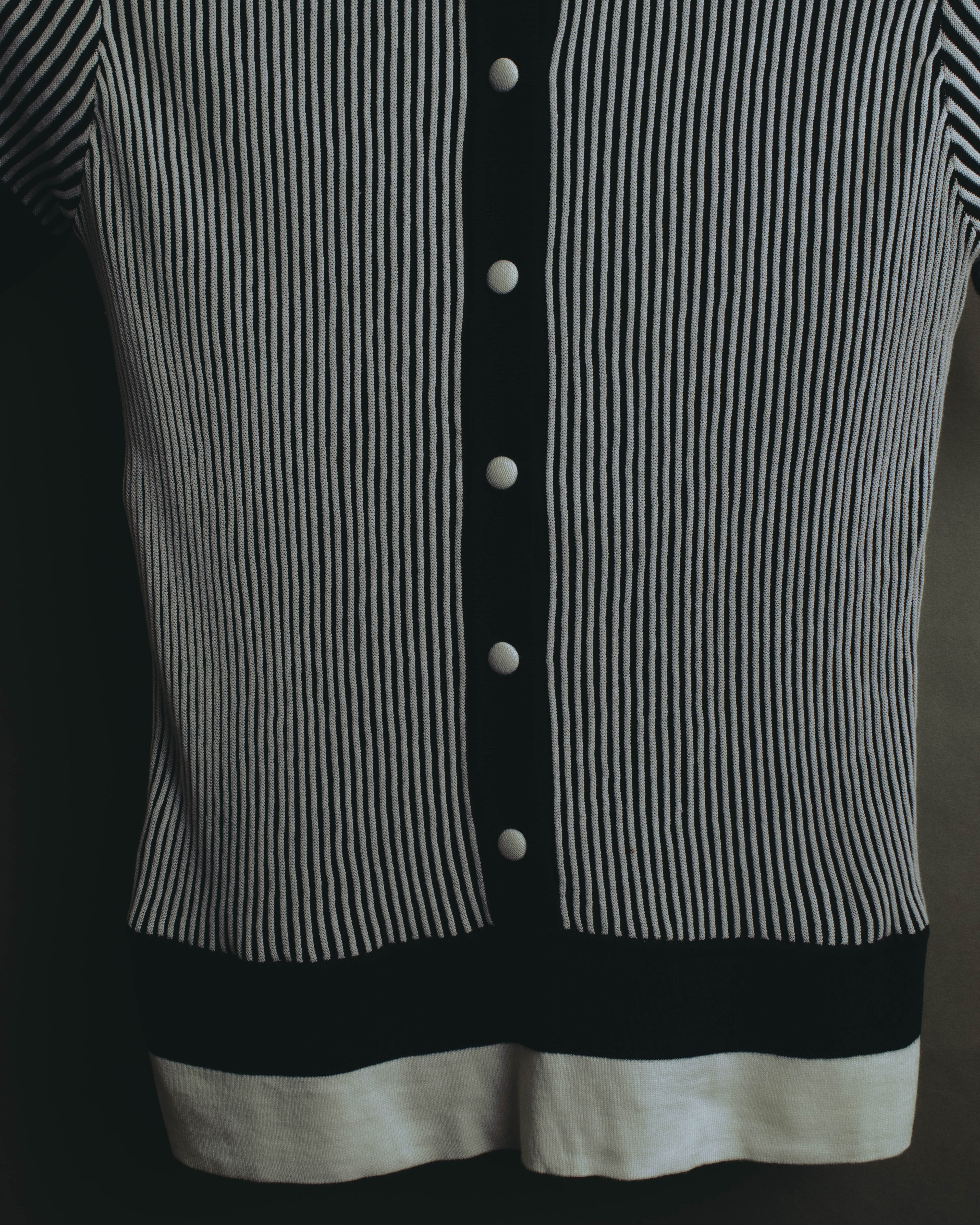 "Salvatore Ferragamo" 00's-10's Monochrome striped cotton knit polo