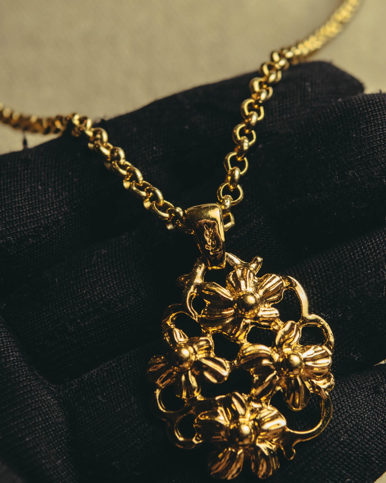 "Yves Saint Laurent" 80's-90's Sculptural floral pendant necklace