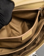 "Salvatore Ferragamo" Gancini motif greige color leather hand bag