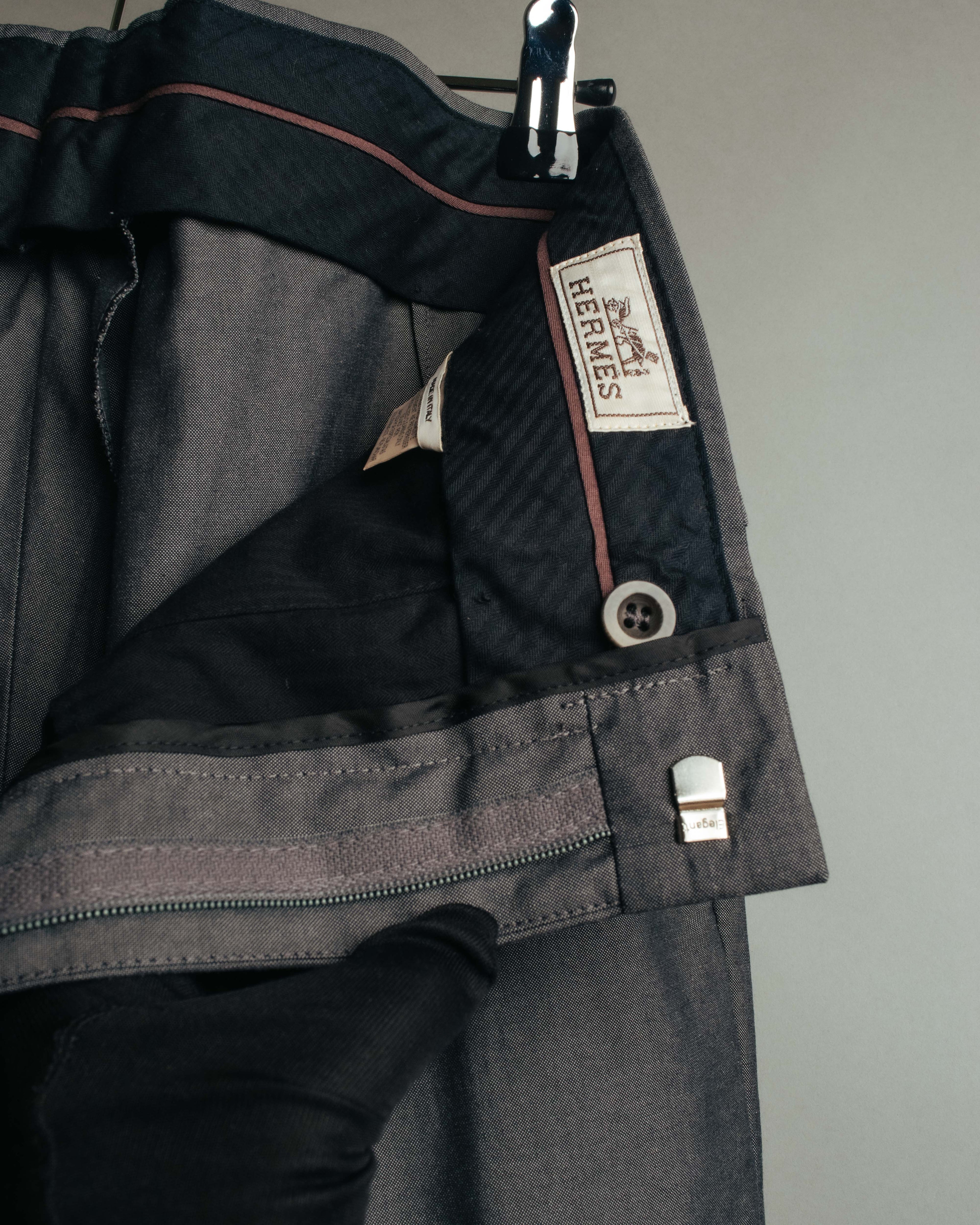 -SPECIAL- “HERMÈS” 1998-00’s Leather trimmed tailored trousers