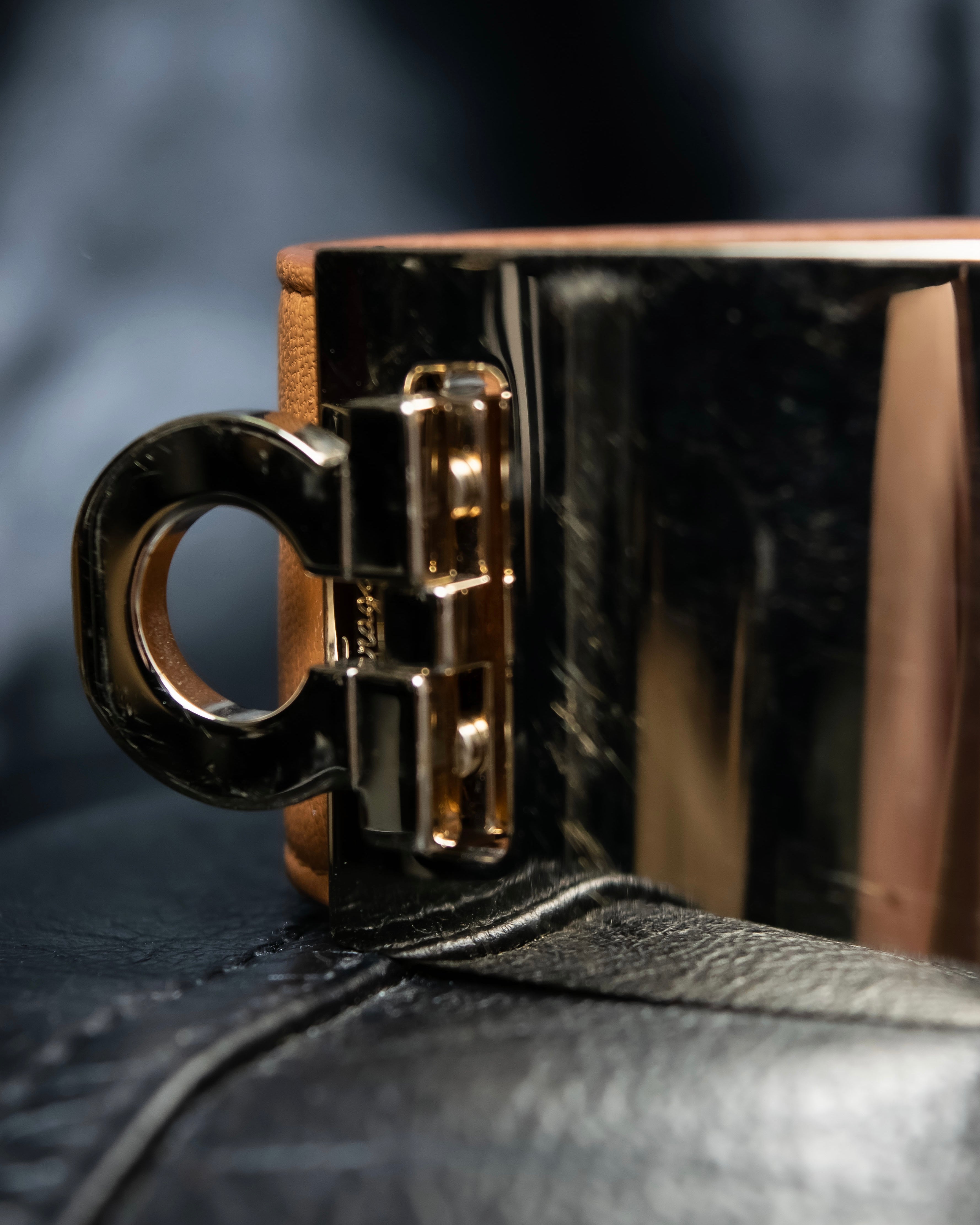 "Ferragamo" Gancini motif leather bangle