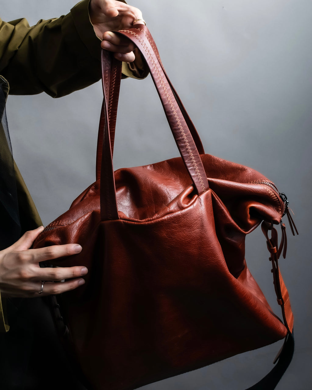 "MAISON MARGIELA" Genuine leather 2way brown color sailor bag