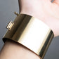 "CELINE" Large leather docking gold bracelet