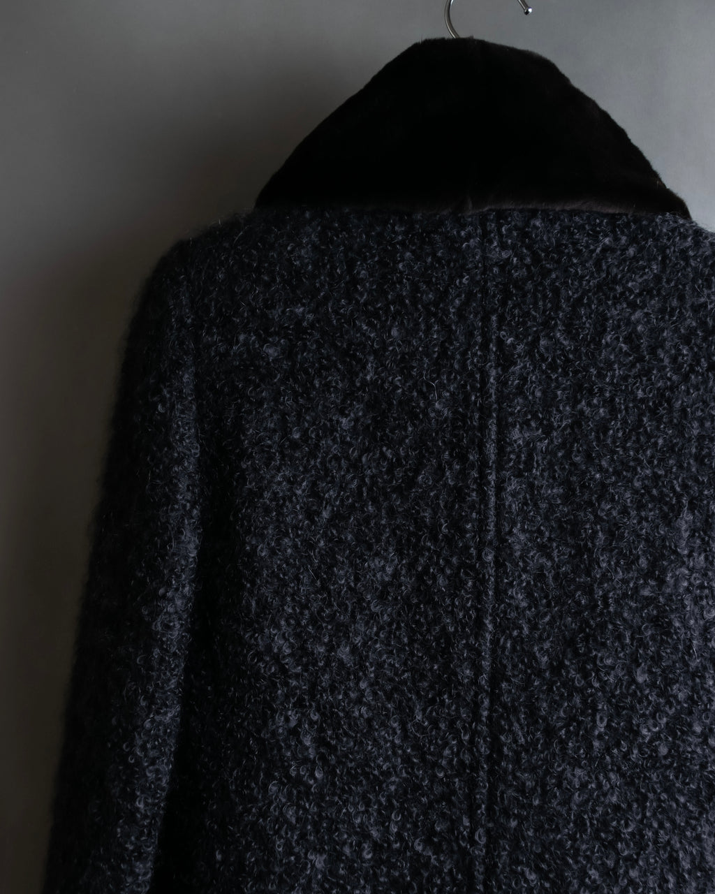 "Valentino Garavani" Fur collar boucle wool mid-length coat